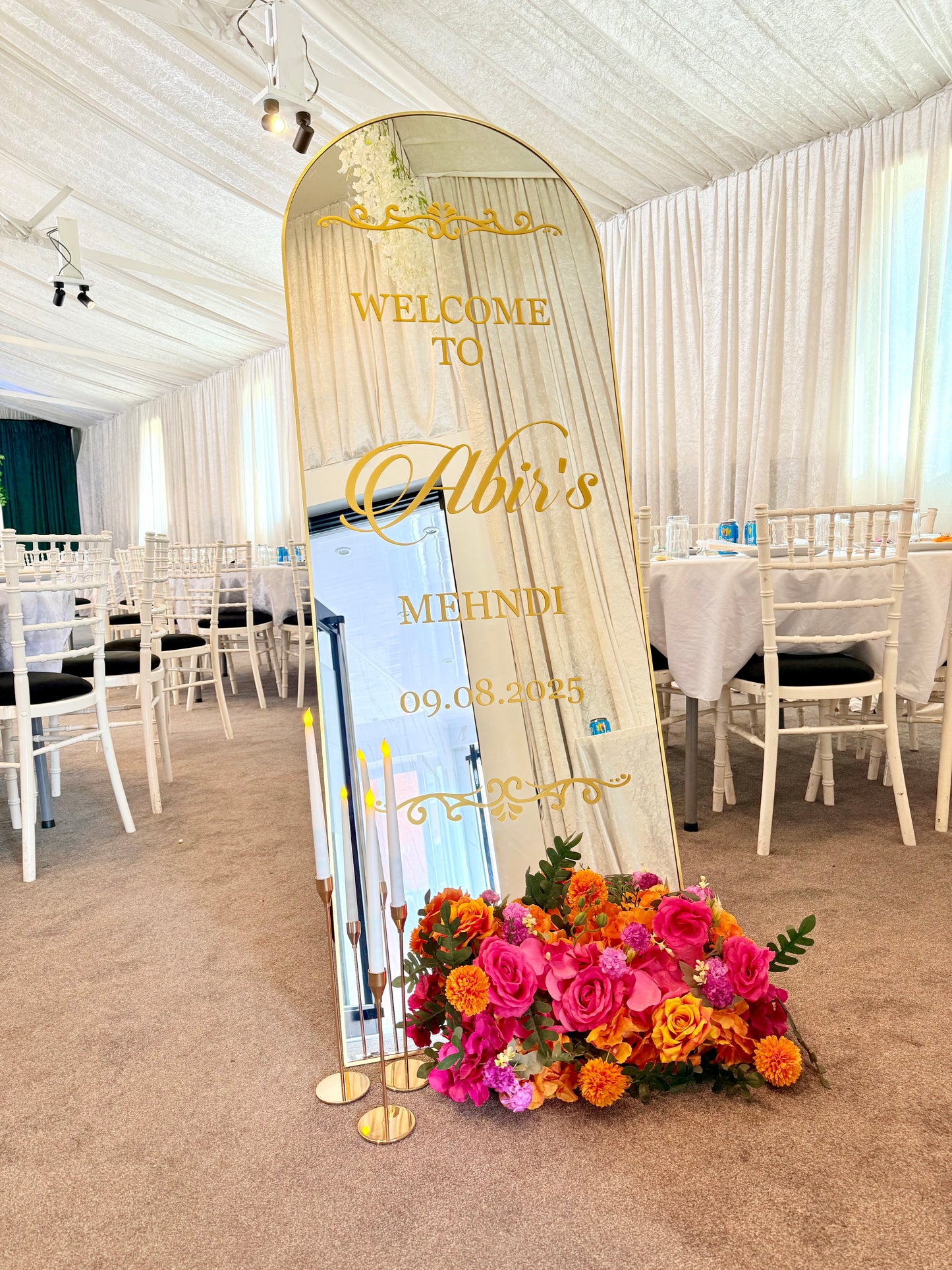 Mirror Welcome Sign Hire