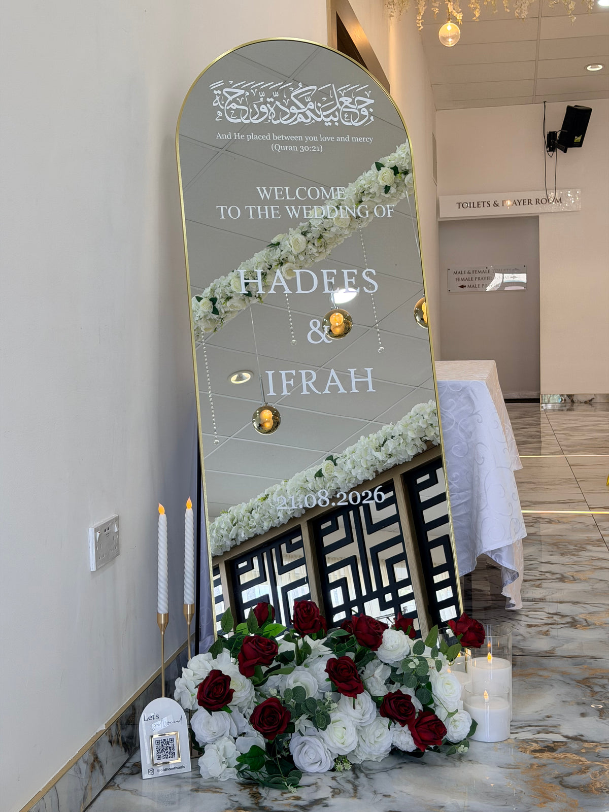 Mirror Welcome Sign Hire