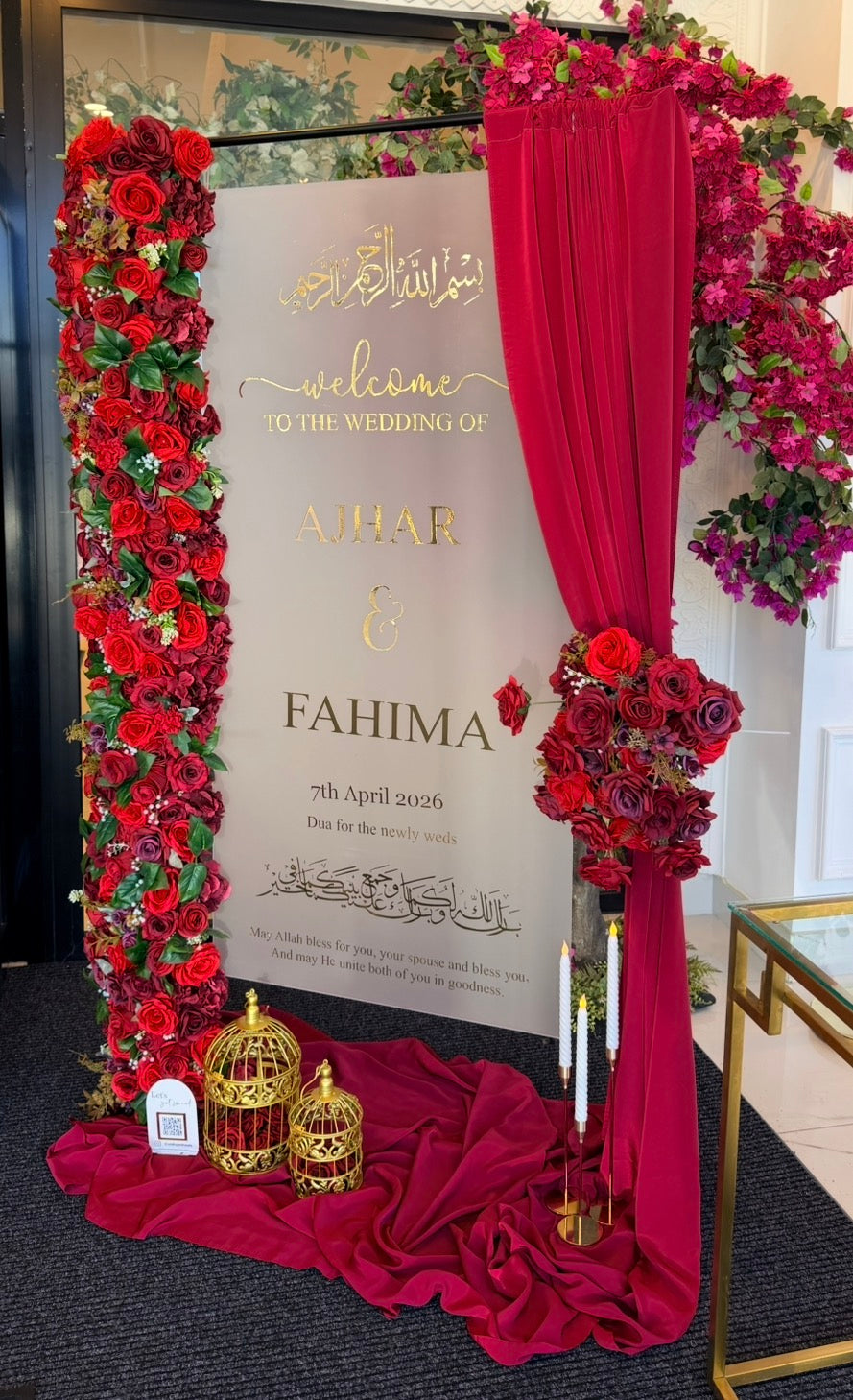 Frosted Draped Welcome Sign Hire
