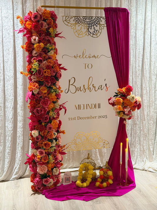 Frosted Draped Welcome Sign Hire